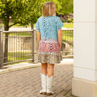 Load image into Gallery viewer, 20167 - Multi Leopard Color Block Ruffle Trim Dress
