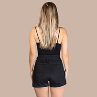 Load image into Gallery viewer, 20192 - Denim Shorts with Black Shiny Fringe
