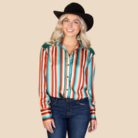 Load image into Gallery viewer, 20221 - Serape Print Button up with Sequin Shoulders

