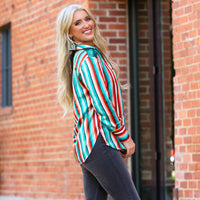 Load image into Gallery viewer, 20221 - Serape Print Button up with Sequin Shoulders
