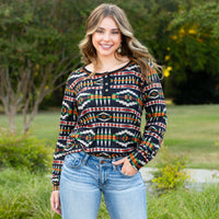 Load image into Gallery viewer, 20236 - Abstract Print Long Sleeve Top
