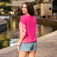 Load image into Gallery viewer, 20306 - Pink Leopard Color Block Top
