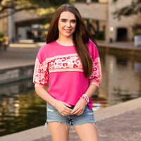 Load image into Gallery viewer, 20306 - Pink Leopard Color Block Top
