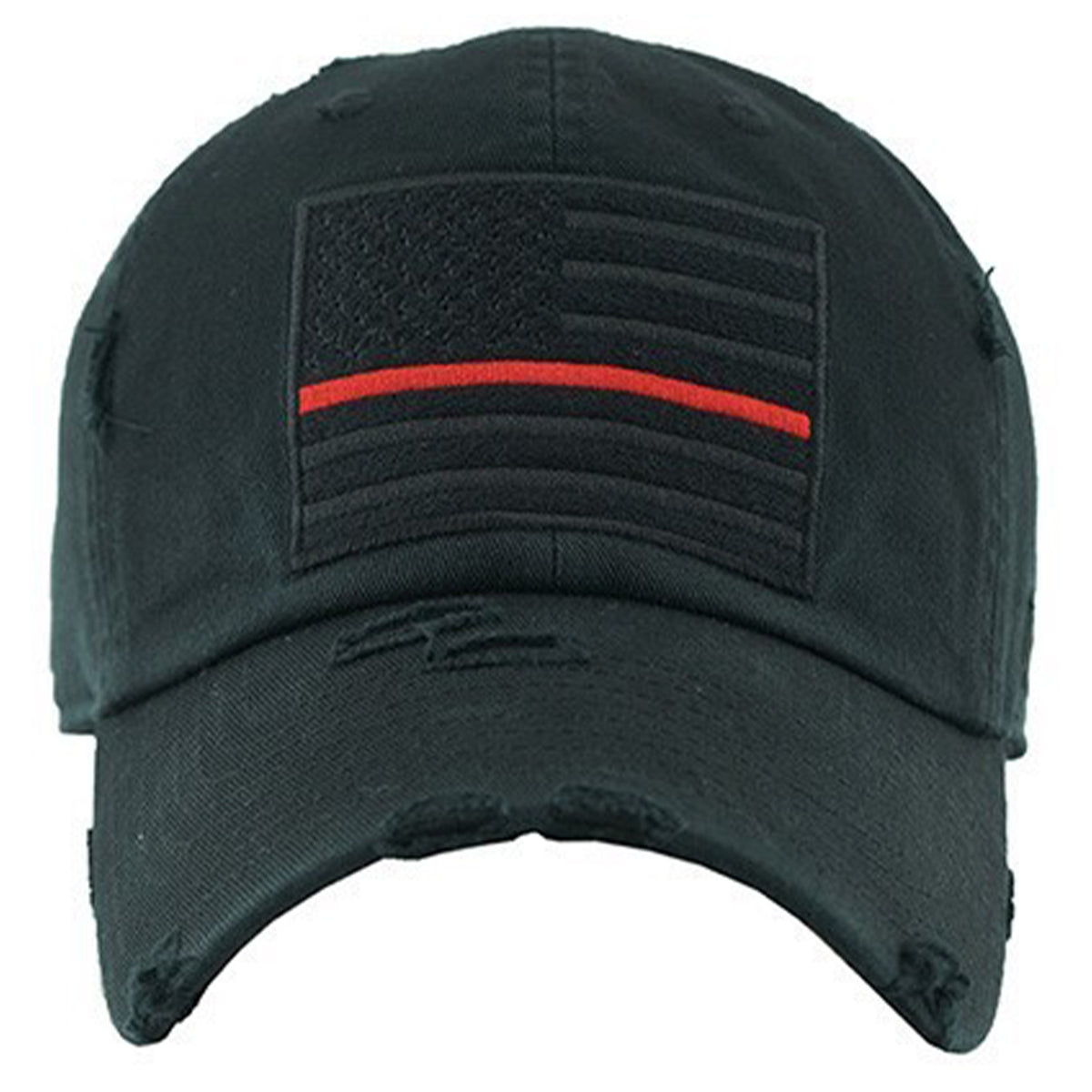 209 - American flag Hat - Black Red