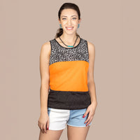 Load image into Gallery viewer, 210008 - Color Block Leopard Tank Top
