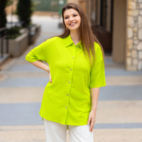 Load image into Gallery viewer, 30001 - Button-up Half Sleeve Top - Lime
