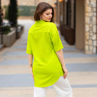 Load image into Gallery viewer, 30001 - Button-up Half Sleeve Top - Lime
