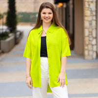 Load image into Gallery viewer, 30001 - Button-up Half Sleeve Top - Lime
