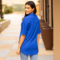 Load image into Gallery viewer, 30001 - Button-up Half Sleeve Top - Royal Blue
