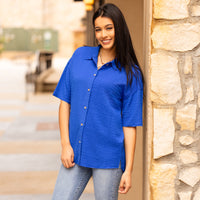 Load image into Gallery viewer, 30001 - Button-up Half Sleeve Top - Royal Blue
