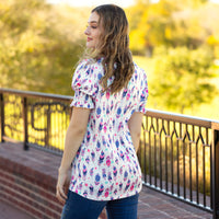 Load image into Gallery viewer, 30013 - Feather Print V-Neck Top
