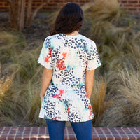 Load image into Gallery viewer, 30015 - Animal Print Ruffle Bottom Half Sleeve Top
