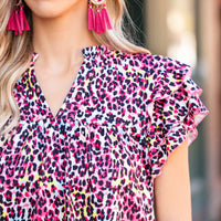 Load image into Gallery viewer, 30017 - Multi Leopard Top with Ruffle Sleeves
