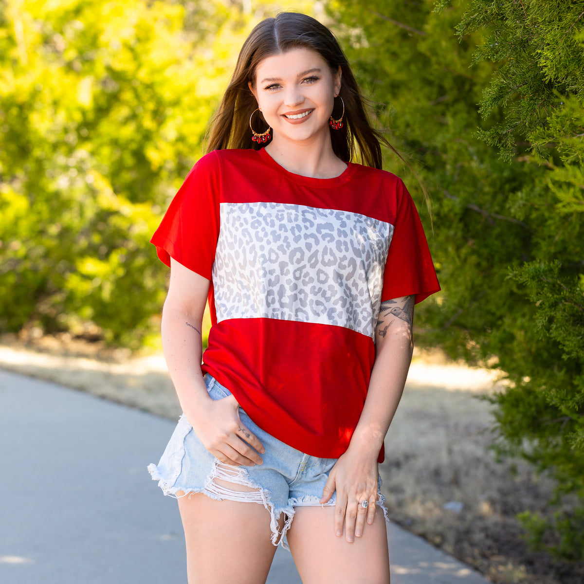 30020 - Leopard Print Half Sleeve Top