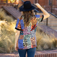 Load image into Gallery viewer, 30021 -V-Neck Multi Leopard Print Top
