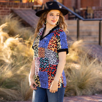 Load image into Gallery viewer, 30021 -V-Neck Multi Leopard Print Top
