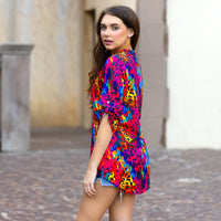 Load image into Gallery viewer, 30022 - V-Neck Multicolor Leopard Top with 3/4 Sleeves
