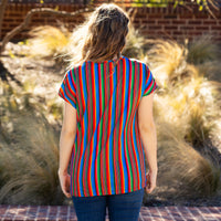 Load image into Gallery viewer, 30027 - Serape and Cow Print Half Sleeve Top with Accent Buttons
