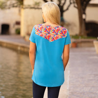 Load image into Gallery viewer, 30032 - V-Neck Half Sleeve Top with Abstract Print Accents
