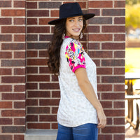 Load image into Gallery viewer, 30033 - Leopard Top with Multi Print Sleeves
