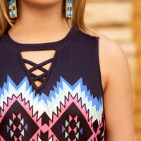 Load image into Gallery viewer, 30037 - Geometric &amp; Leopard Pattern Dress with Pockets
