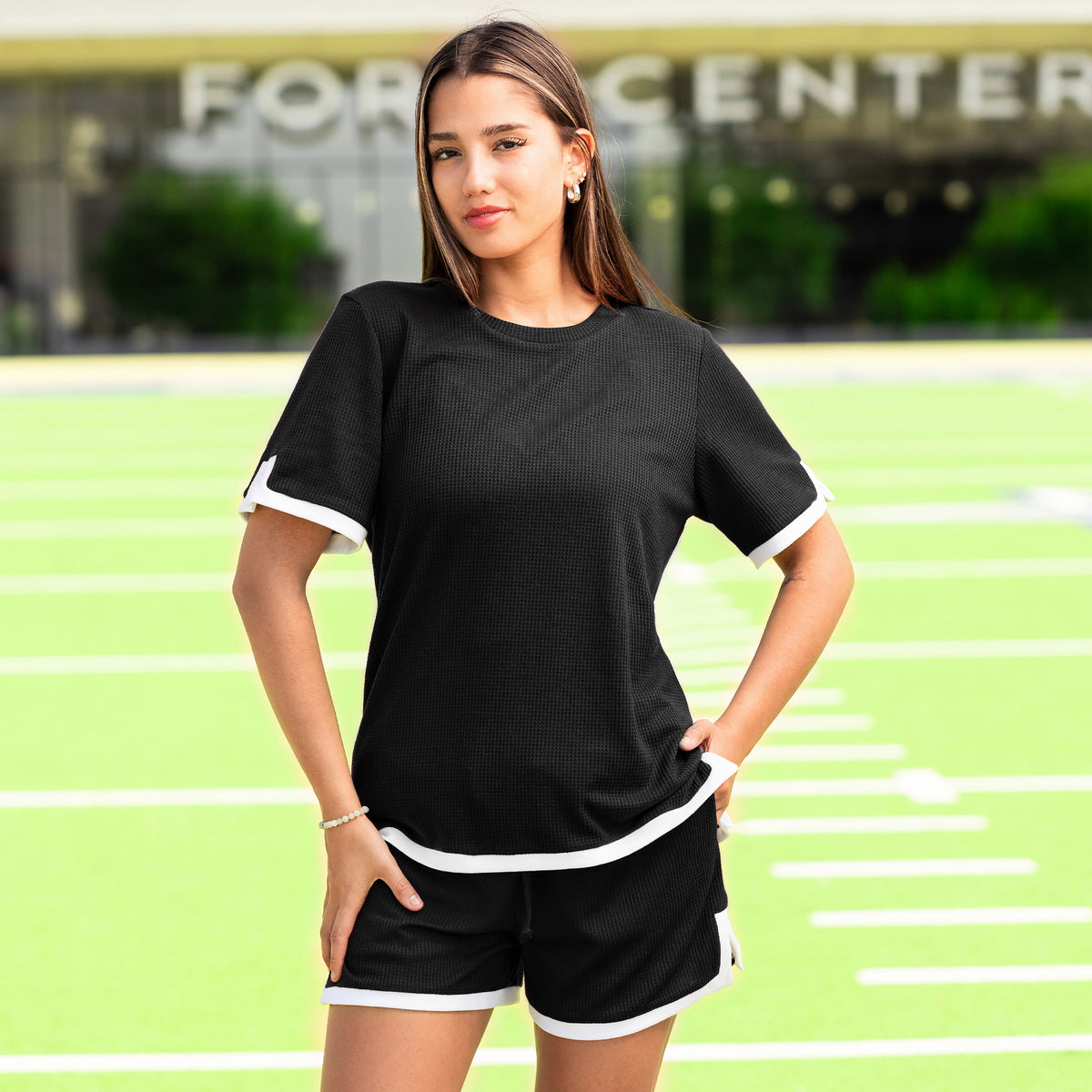 30038 - Game Day Top & Shorts Set with Pockets - Black