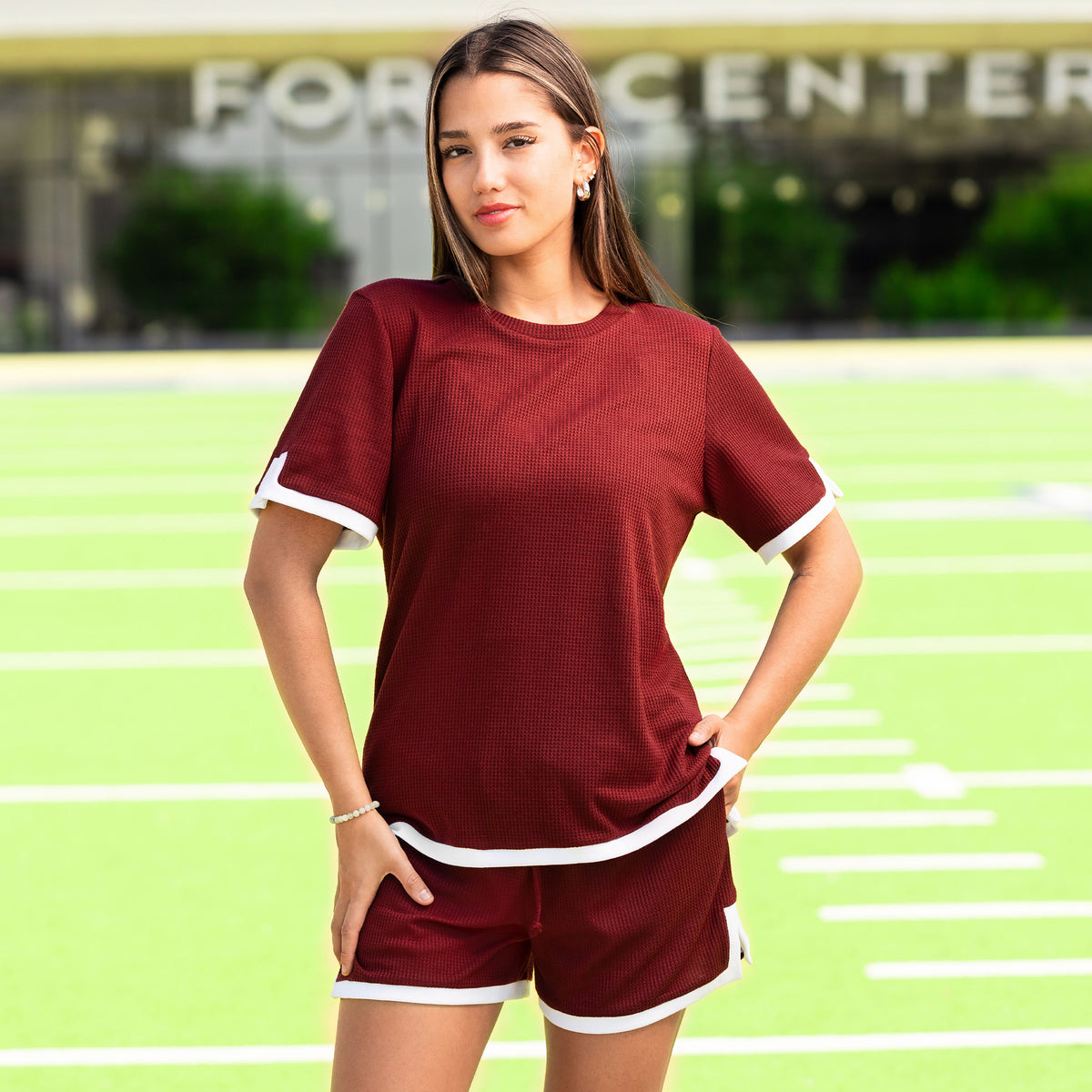30038 - Game Day Top & Shorts Set with Pockets - Maroon