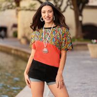 Load image into Gallery viewer, 30046 - Multi Leopard Color Block Top

