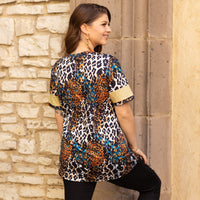 Load image into Gallery viewer, 30049 - Multi Leopard V-Neck Half Sleeve Top
