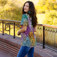 Load image into Gallery viewer, 30057 - Multi Leopard Print Half Sleeve Top
