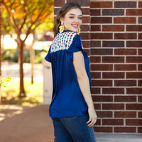 Load image into Gallery viewer, 30059 - Geometric Print Top with Ruffle Sleeves
