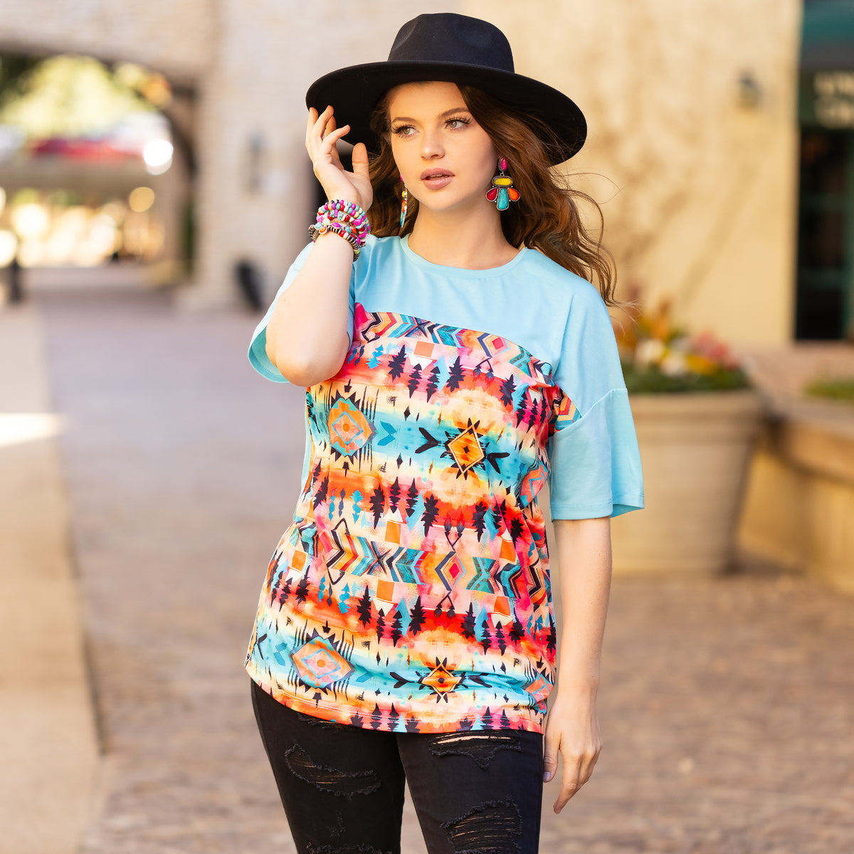 30064 - Multi Color Geometric Top