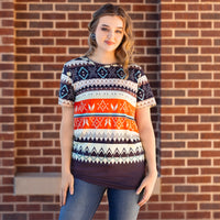 Load image into Gallery viewer, 30066 - Multi Geometric Print Half Sleeve Top
