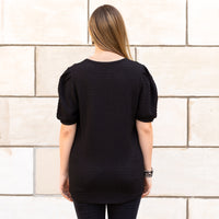 Load image into Gallery viewer, 30074 - Solid Top with Puffed Sleeves - Black
