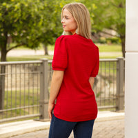 Load image into Gallery viewer, 30074 - Solid Top with Puffed Sleeves - Red
