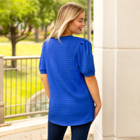 Load image into Gallery viewer, 30074 - Solid Top with Puffed Sleeves - Royal Blue
