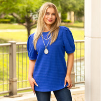 Load image into Gallery viewer, 30074 - Solid Top with Puffed Sleeves - Royal Blue
