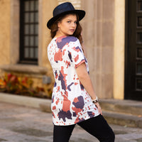 Load image into Gallery viewer, 30075 - Cow Print Half Sleeve Top
