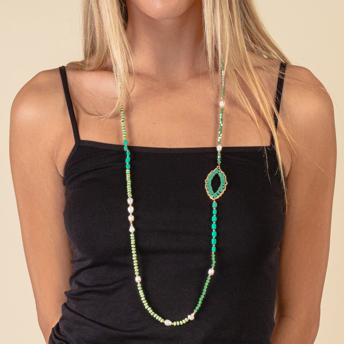 3503 - Crystal Beaded Necklace - Turquoise