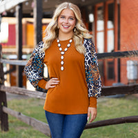 Load image into Gallery viewer, 40004 - Multi Leopard Bubble Sleeve Top
