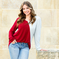 Load image into Gallery viewer, 40005 - V Neck Shimmer Color Block Top - Multi
