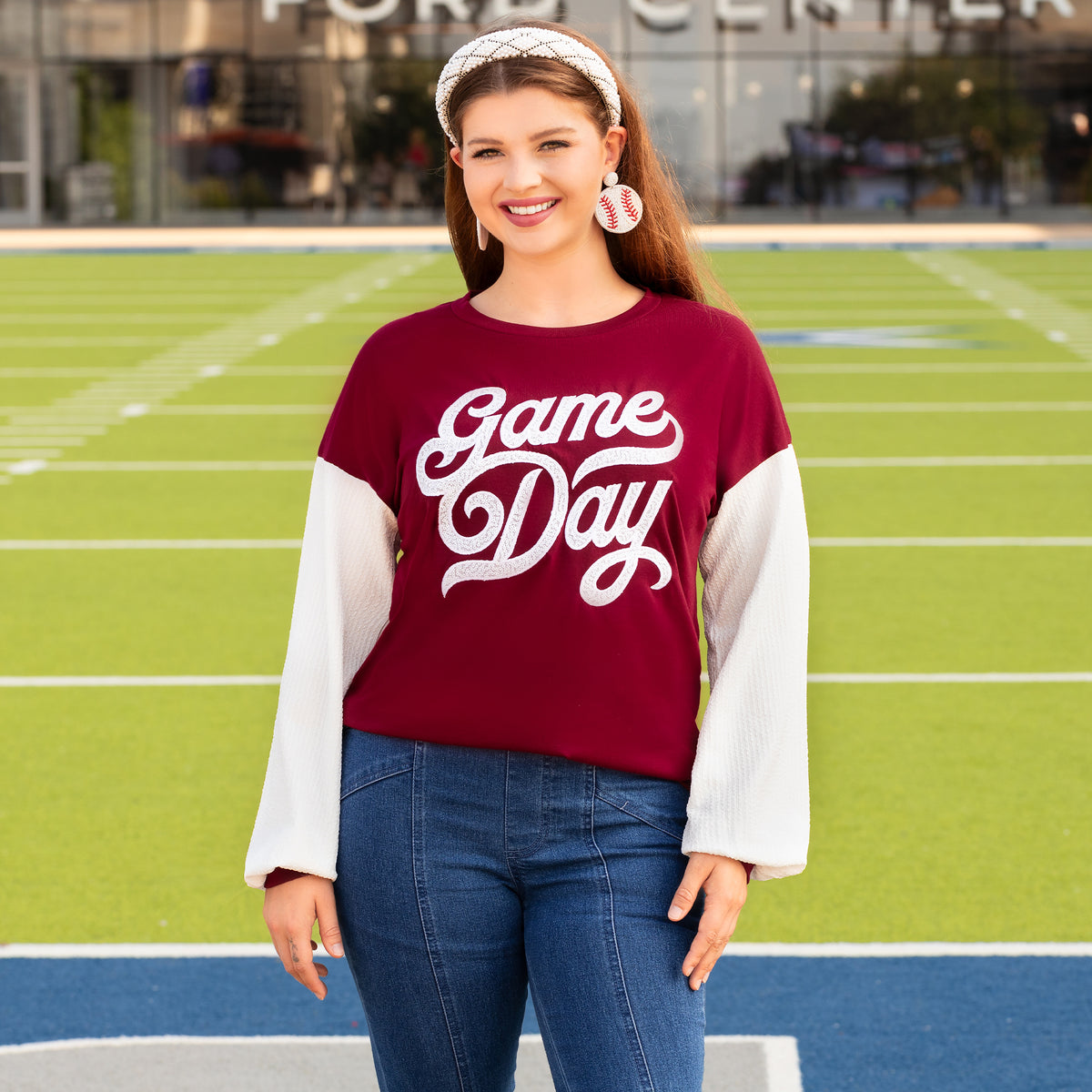 40015 - Game Day Long Sleeve Top - Maroon