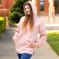 Load image into Gallery viewer, 50151 - Waffle Long Sleeve Hoodie - Pink
