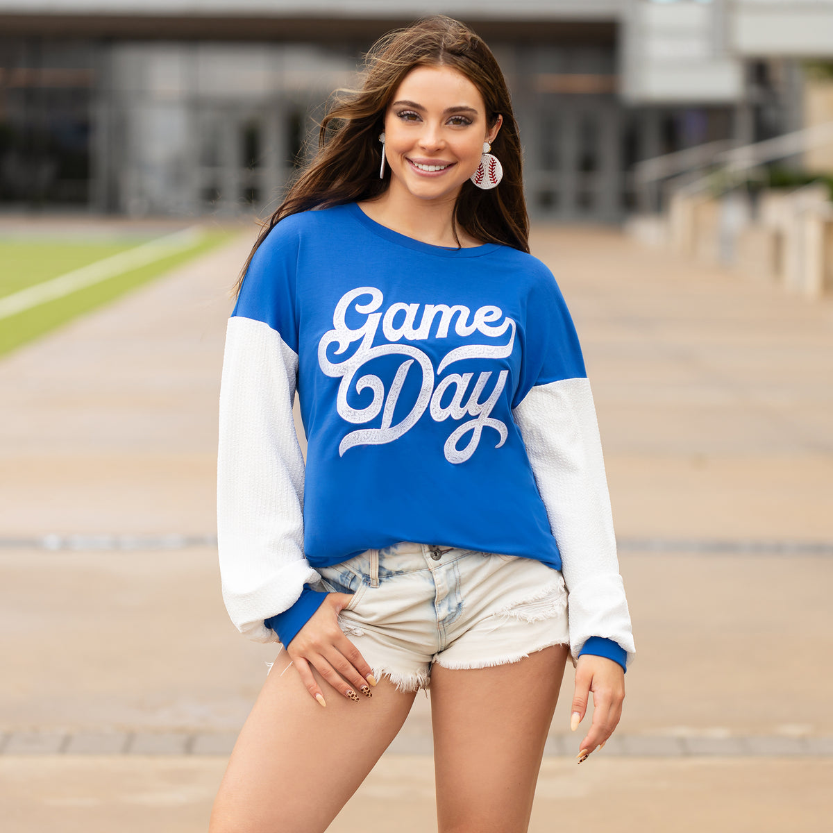 40015 - Game Day Long Sleeve Top - Royal Blue