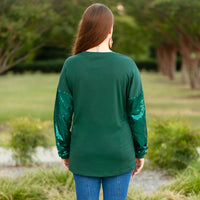 Load image into Gallery viewer, 40021 - Believe Christmas Top with Sequin Sleeves
