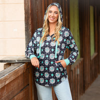 Load image into Gallery viewer, 40027 - Western Print Hoodie with Pockets

