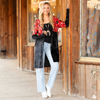 Load image into Gallery viewer, 40028 - Western Print Velvet Cardigan with Pockets
