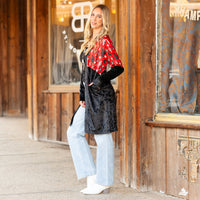 Load image into Gallery viewer, 40028 - Western Print Velvet Cardigan with Pockets
