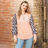 Load image into Gallery viewer, 40032 - Floral Geometric Print Long Sleeve Top
