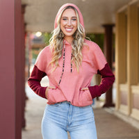 Load image into Gallery viewer, 40036 - Color Block Hoodie with Leopard Accents and Pockets
